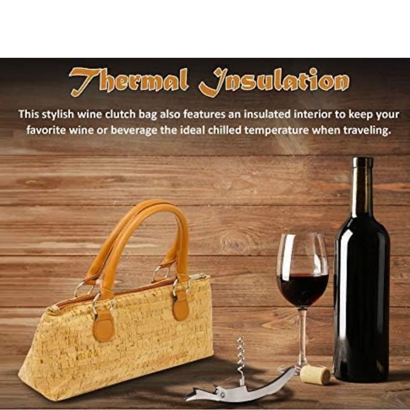 Like new Primeware Wine Clutch Bag Cork pattern  (Thermal Insulated) Trendy - Picture 10 of 13